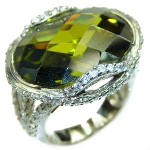 Large Best quality Green Topaz .925 Sterling Silver handcrafted Ring Size 7