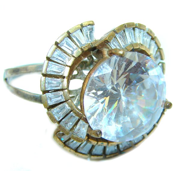 Large White Topaz .925 Sterling Silver ring size 11