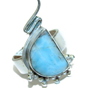 Larimar .925 Sterling Silver handcrafted Ring s. 6 3/4