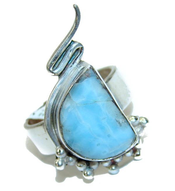 Larimar .925 Sterling Silver handcrafted Ring s. 6 3/4