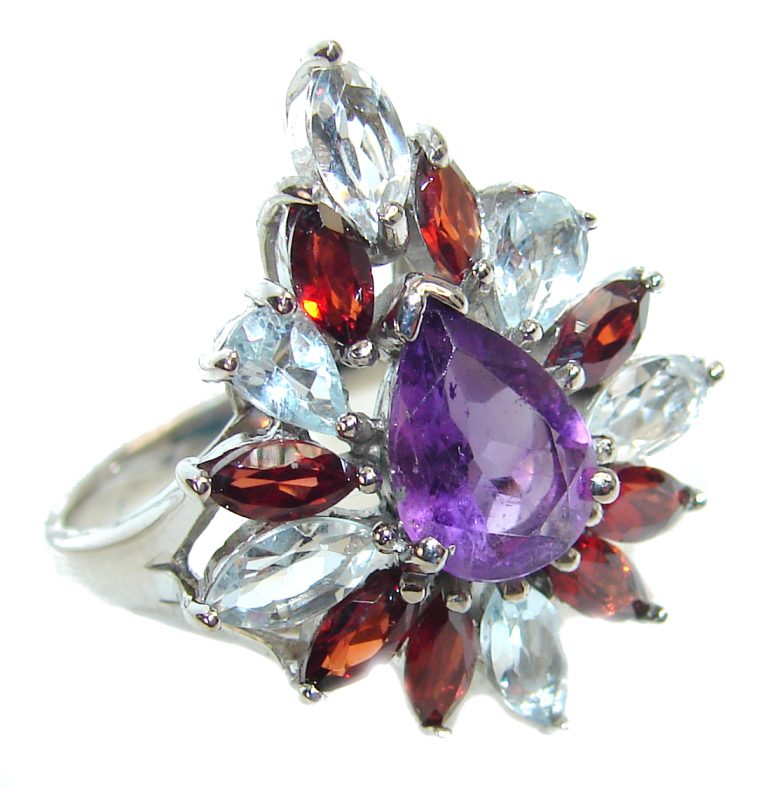 Lilac Beauty Vintage Style 3.2 carat Amethyst .925 Sterling Silver handmade Cocktail Ring s. 8