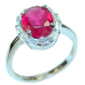 Luxurious Genuine Ruby .925 Sterling Silver handmade Ring size 7