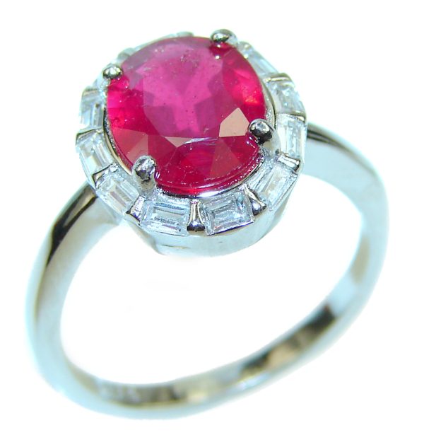 Luxurious Genuine Ruby .925 Sterling Silver handmade Ring size 7