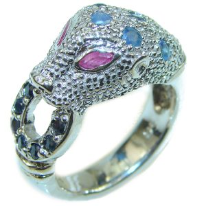 Luxurious Panther .925 Sterling Silver handcrafted Statement Ring size 8 1/4