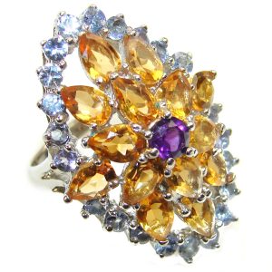 Luxurious Style Citrine .925 Sterling Silver handmade Ring s. 8