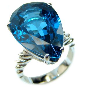 Magic Perfection London Blue Topaz .925 Sterling Silver Ring size 7 3/4