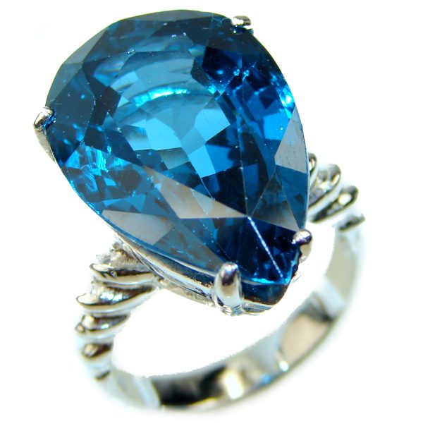 Magic Perfection London Blue Topaz .925 Sterling Silver Ring size 7 3/4