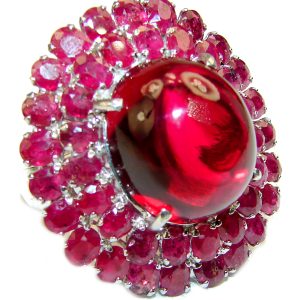 Massive Incredible unique Red Topaz Ruby .925 Sterling Silver handcrafted Cocktail Ring size 8