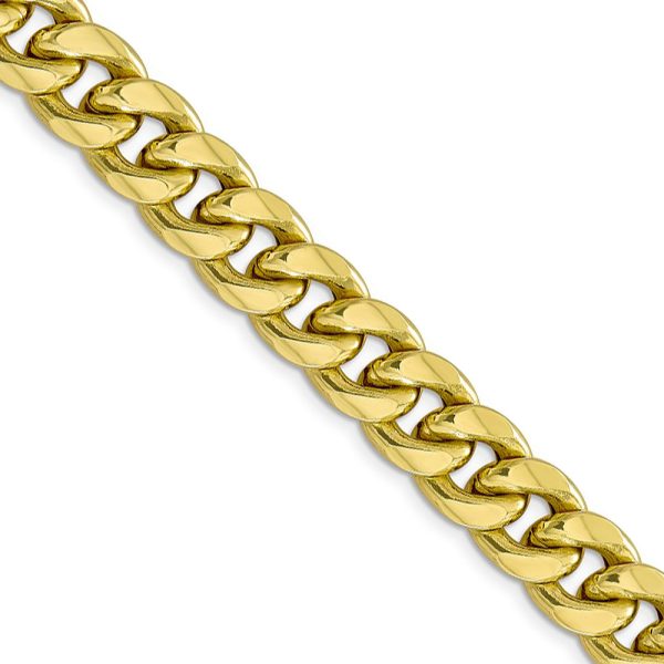 Men's, 10k Yellow Gold 11mm Hollow Miami Cuban Chain Necklace, 22 Inch