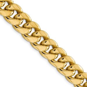 Men's 12.5mm 14k Yellow Gold Hollow Cuban Curb Chain Necklace, 26 Inch