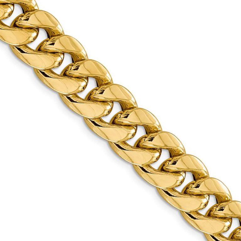 Men's 12.5mm 14k Yellow Gold Hollow Cuban Curb Chain Necklace, 26 Inch