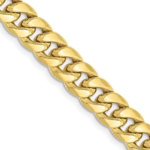 Men's 6.75mm 10K Yellow Gold Hollow Cuban Curb Chain Necklace, 18 Inch