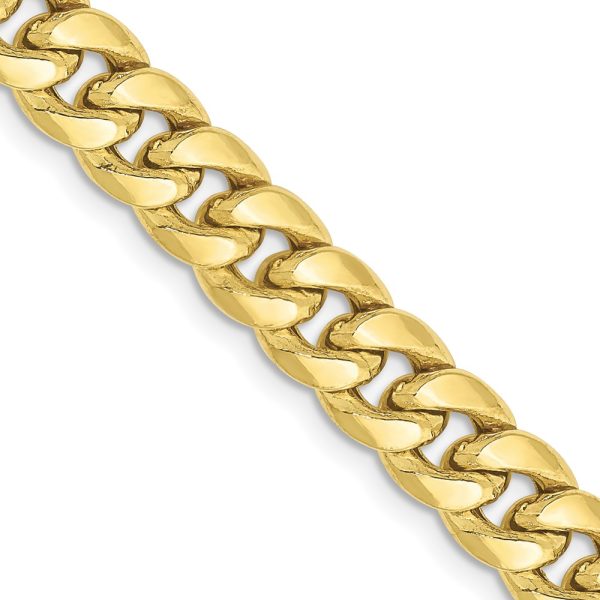 Men's 6.75mm 10K Yellow Gold Hollow Cuban Curb Chain Necklace, 18 Inch