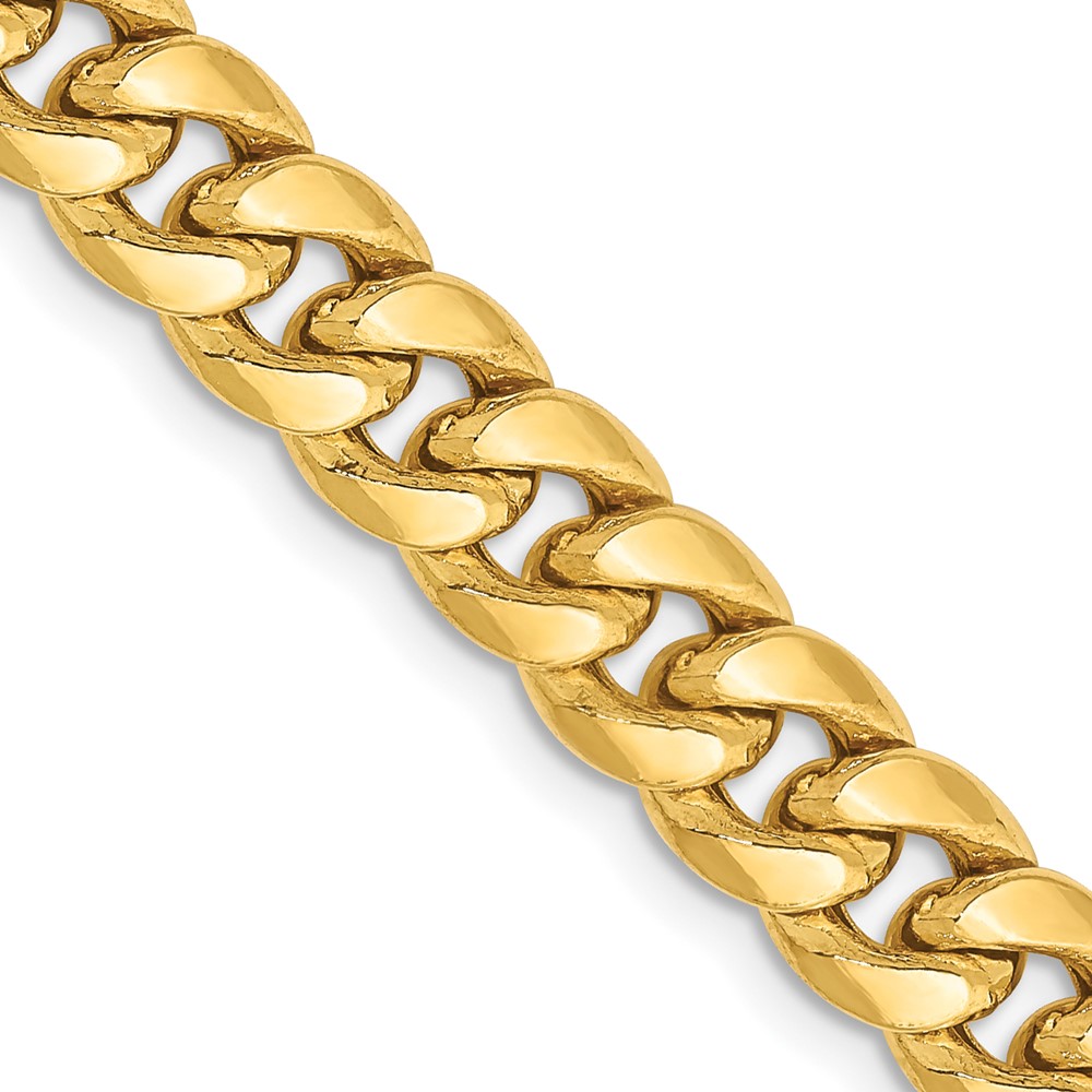 Men's 6.75mm 14K Yellow Gold Hollow Cuban Curb Chain Necklace, 26 Inch