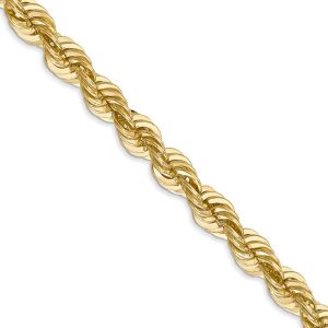 Men's 6mm, 14k Yellow Gold Handmade Solid Rope Chain Necklace, 20 Inch