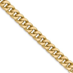 Men's 6mm 14k Yellow Gold Hollow Cuban Curb Chain Necklace, 26 Inch