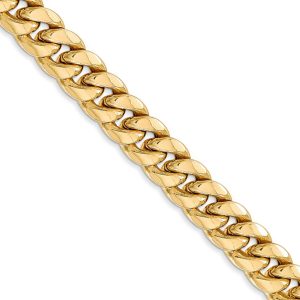 Men's 7.3mm 14k Yellow Gold Hollow Cuban Curb Chain Necklace, 20 Inch