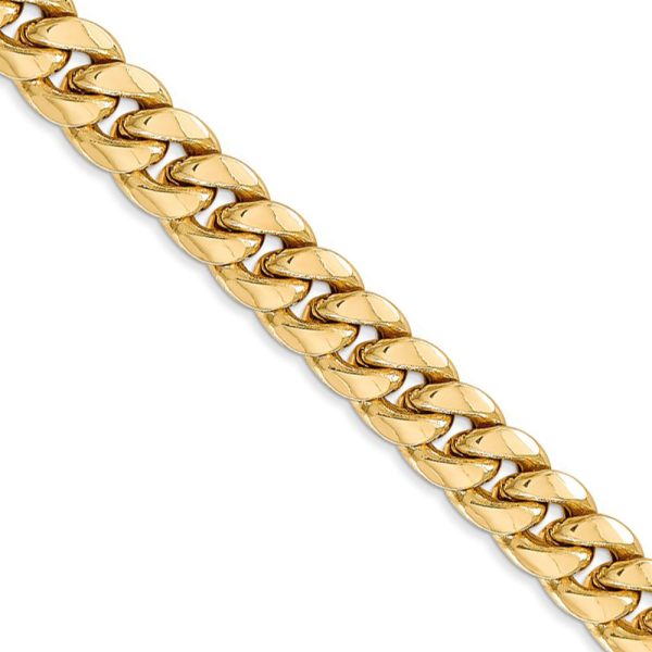 Men's 7.3mm 14k Yellow Gold Hollow Cuban Curb Chain Necklace, 26 Inch