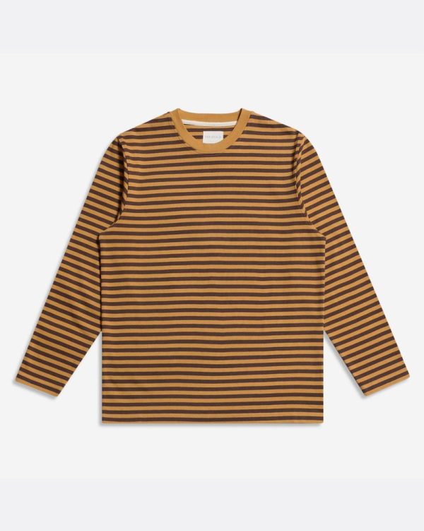 Merchant Archive - Breton Stripe Long Sleeve T-Shirt (Slate Brown / Tinsel)