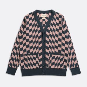 Merchant Archive - Buckley Cardigan - Checkers Blue / Pink