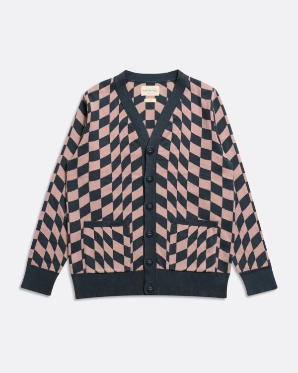 Merchant Archive - Buckley Cardigan - Checkers Blue / Pink