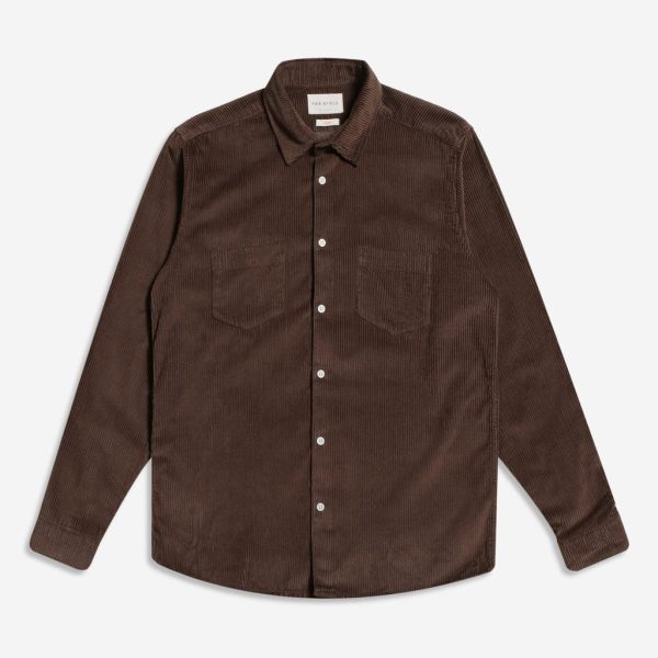 Merchant Archive - Classic Pocket L/S Shirt (Cord - Slate Brown)