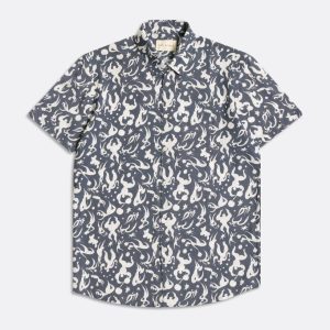 Merchant Archive - Classic Short Sleeve Shirt - Acrobat Print - Navy