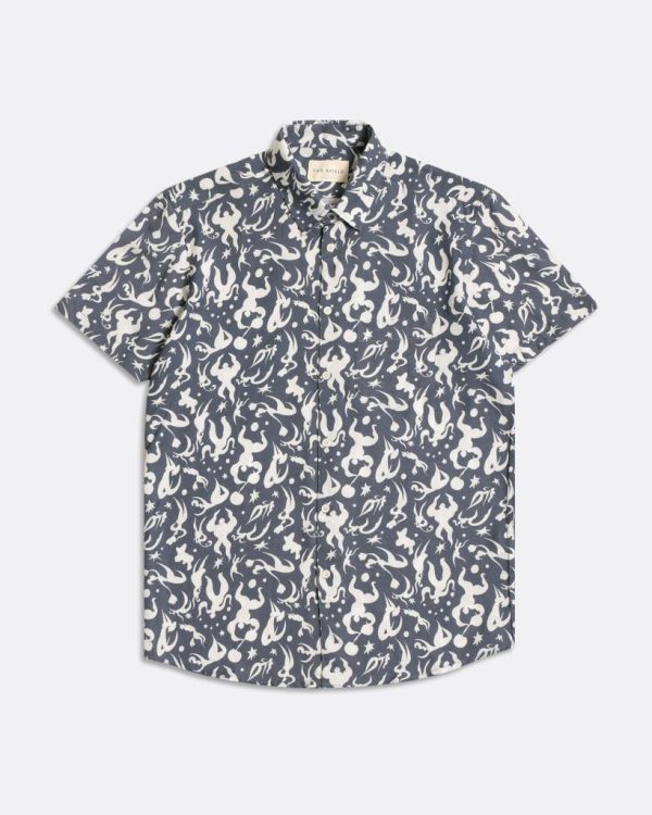 Merchant Archive - Classic Short Sleeve Shirt - Acrobat Print - Navy