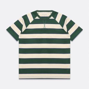 Merchant Archive - Dos Stripe Raglan T-Shirt (Dark Green/Seed Pearl)