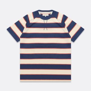 Merchant Archive - Dos Stripe Raglan T-Shirt (Navy/Seed Pearl)