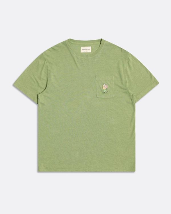 Merchant Archive - Embroidered Pocket T-Shirt - Clowny - Turf Green