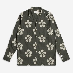 Merchant Archive - Hiro L/S Shirt (Sakura Floral - Green)