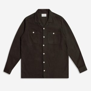 Merchant Archive - Hiro L/S Shirt (Twisted Yarn - Slate Brown)