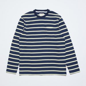 Merchant Archive - Long Sleeve Pocket T-Shirt - Navy Breton Stripe