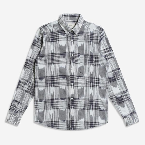 Merchant Archive - Mod Button Down L/S (Ikat Check - Navy)