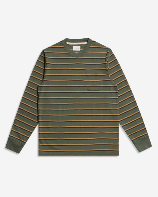 Merchant Archive - Pocket Long Sleeve T-Shirt (Multi Stripe)