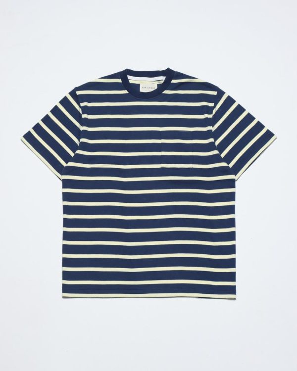 Merchant Archive - Short Sleeve Pocket T-Shirt - Navy Breton Stripe