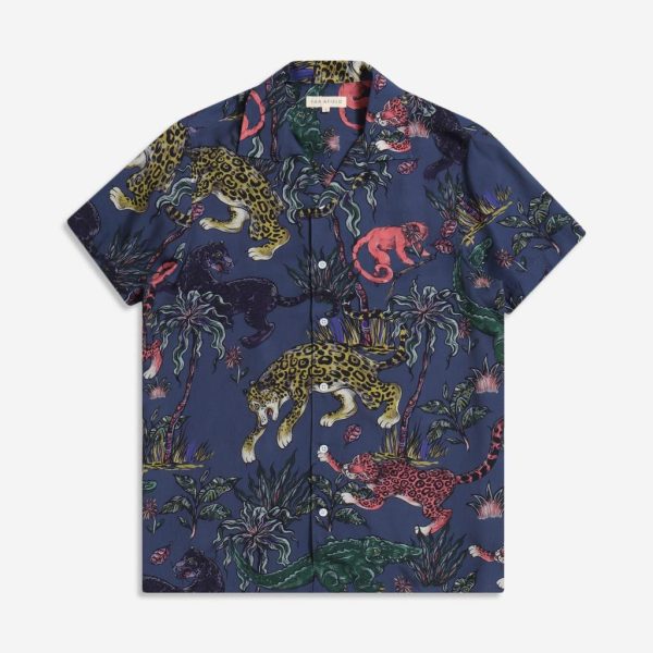 Merchant Archive - Stachio Short Sleeve Shirt (Puma Prowl Print - Navy)