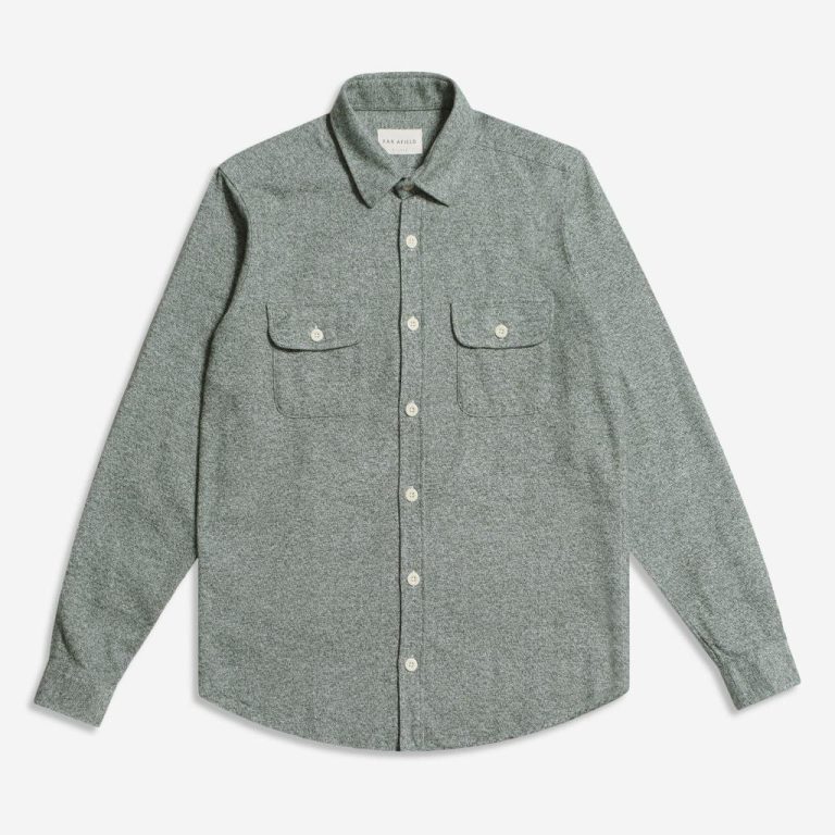 Merchant Archive - Workwear L/S Shirt (Twisted Yarn - Green / White)