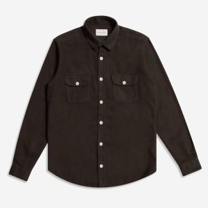 Merchant Archive - Workwear L/S Shirt (Twisted Yarn - Slate Brown)