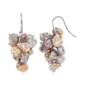 Multi-Color Freshwater Cultured Keshi Pearl Sterling Silver Earrings