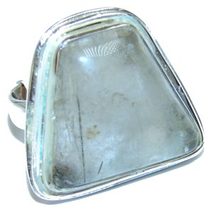 Mysterious Tourmalinated Quartz .925 Sterling Silver handmad ring s. 7