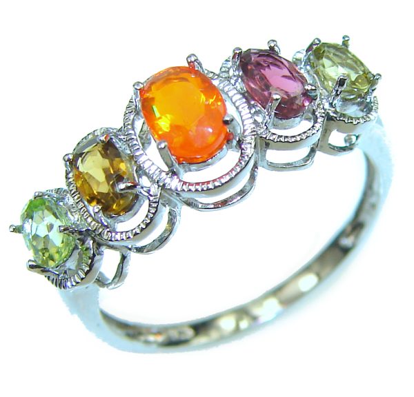 Mystery Genuine Fire Mexican Opal .925 Sterling Silver Ring size 8