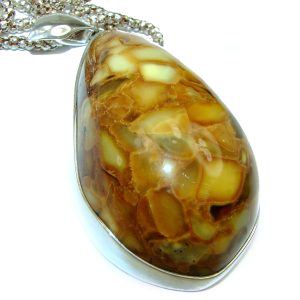 Natural Beauty Golden Polish Amber .925 Sterling Silver handmade necklace