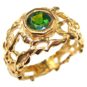 Natural Chrome Diopside 24K Rose Gold over .925 Sterling Silver Statement ring size 6 1/4