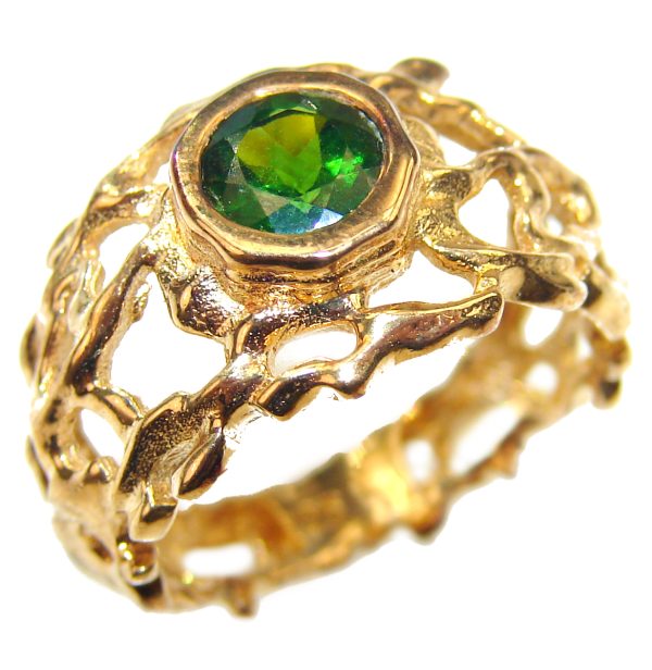 Natural Chrome Diopside 24K Rose Gold over .925 Sterling Silver Statement ring size 6 1/4