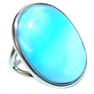 Natural Larimar .925 Sterling Silver handcrafted Ring s. 6 1/4