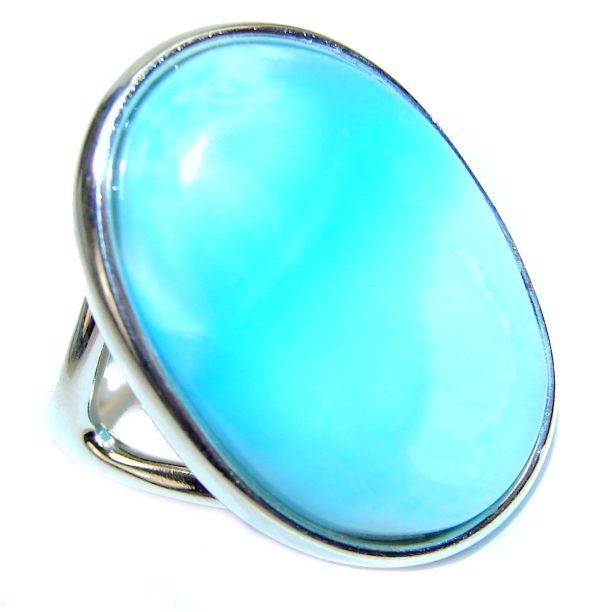 Natural Larimar .925 Sterling Silver handcrafted Ring s. 6 1/4