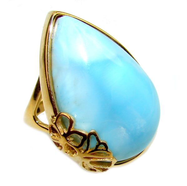 Natural Larimar .925 Sterling Silver handcrafted Ring s. 7 1/4