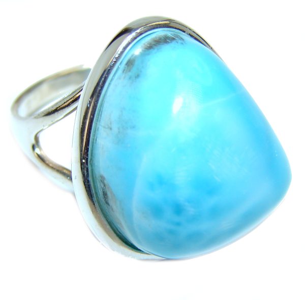 Natural Larimar .925 Sterling Silver handcrafted Ring s. 8 3/4